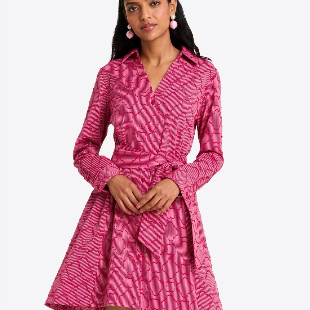 Draper James Layla shirtdress in Textured Stripe